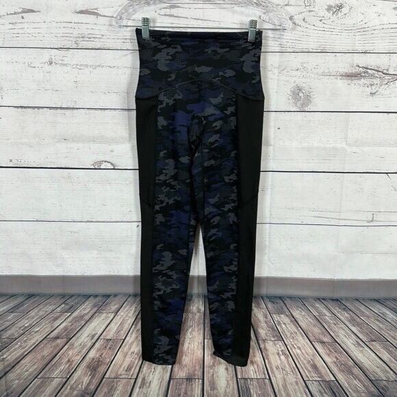 Spanx Leggings Womens Small Blue Camo high rise shaping Compression Active - Picture 1 of 10